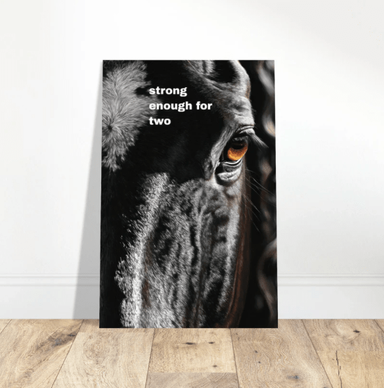A close up of a magnificent horses head printed on aluminium