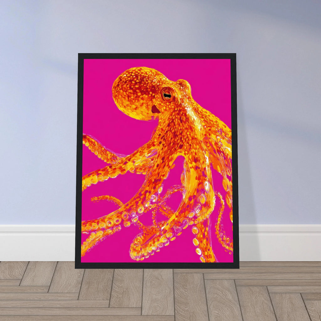 Orange Octopus | Semi-Glossy Poster Framed | Club Dopamine 17d92a2d-cc9c-4783-b8bf-545fb088eb41 Print Material