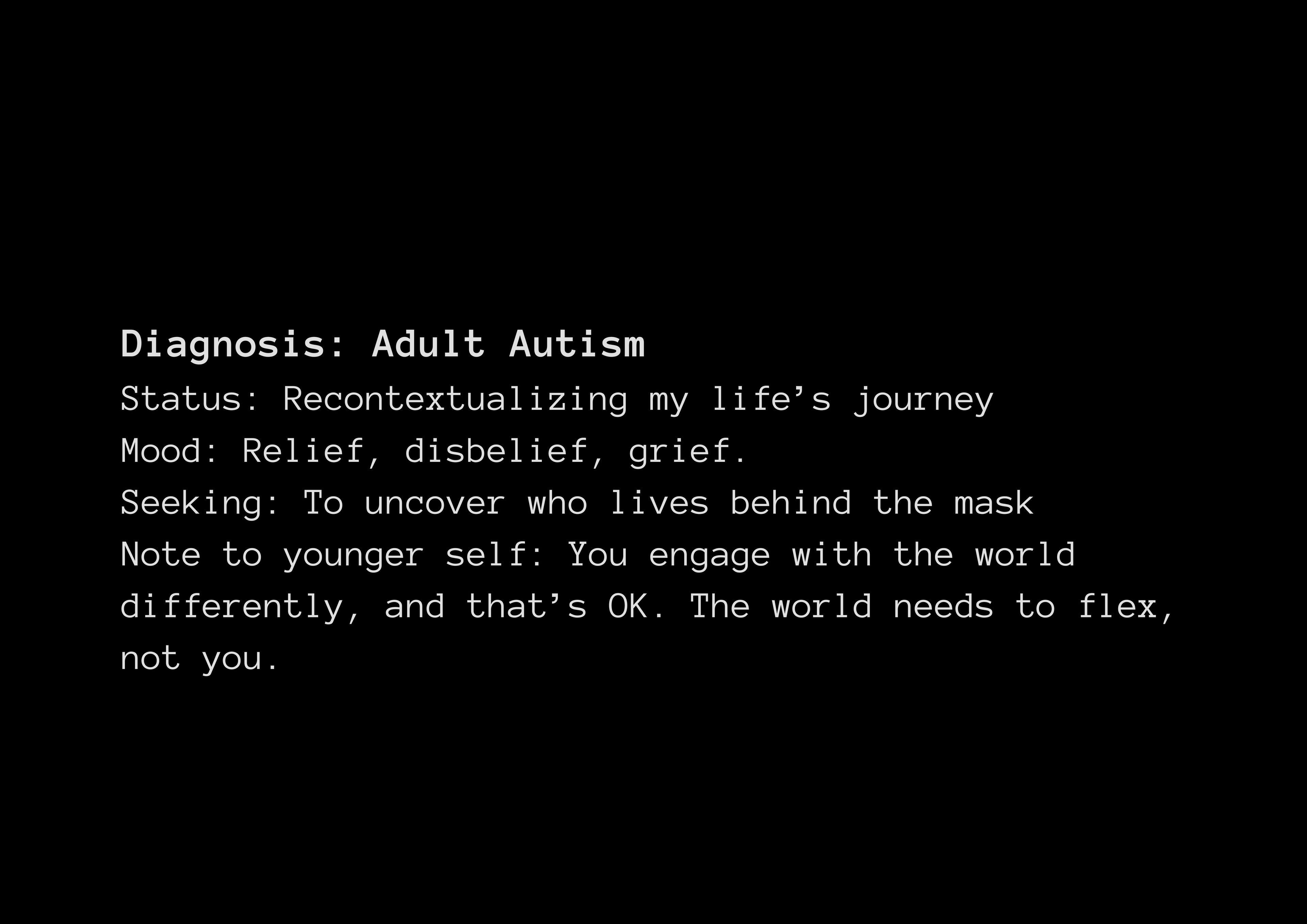 Diagnosis: Adult Autism (Cyan) | Acrylic Print | Late Diagnosis