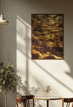 Golden Glassy Water | Semi-Glossy Poster Framed | Club Dopamine