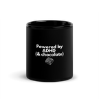 Powered by ADHD (& Chocolate) | Black Glossy Mug | The Neurospicy Store
