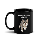 My Spirit Animal Is A Cat | Black Glossy Mug | The Neurospicy Store 11 oz