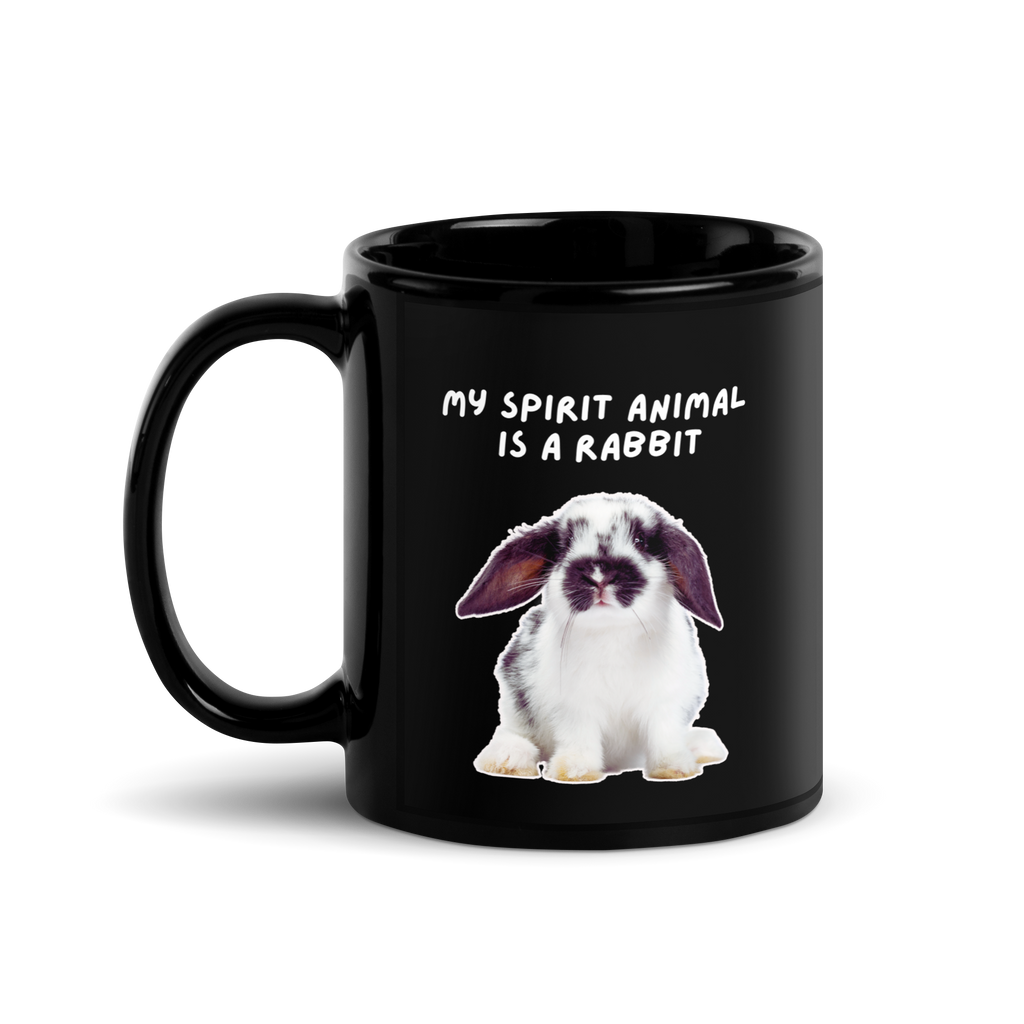 My Spirit Animal Is A Rabbit | Black Glossy Mug | The Neurospicy Store 11 oz