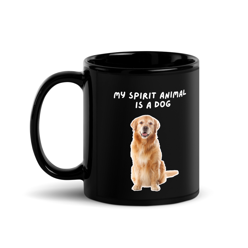 My Spirit Animal Is A Dog | Black Glossy Mug | The Neurospicy Store 11 oz