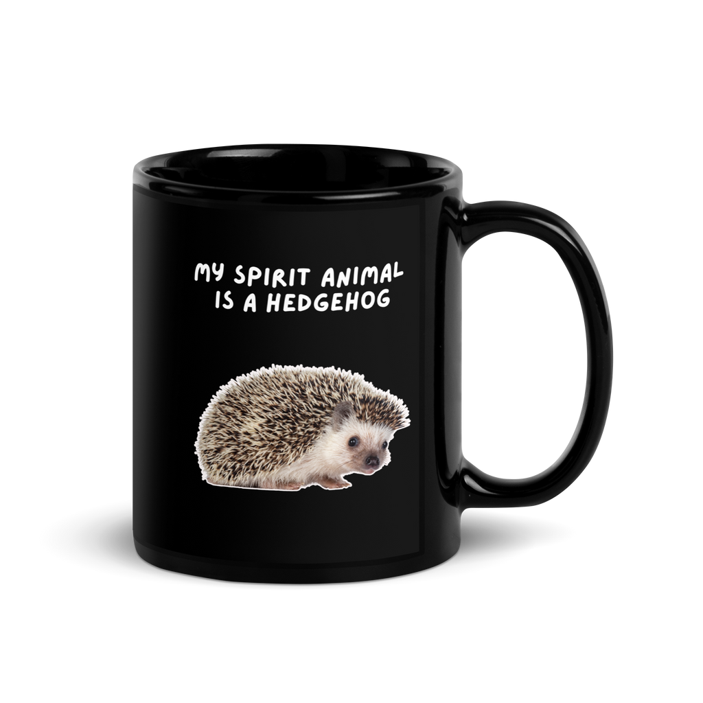 My Spirit Animal is A hedgehog | Black Glossy Mug | The Neurospicy Store