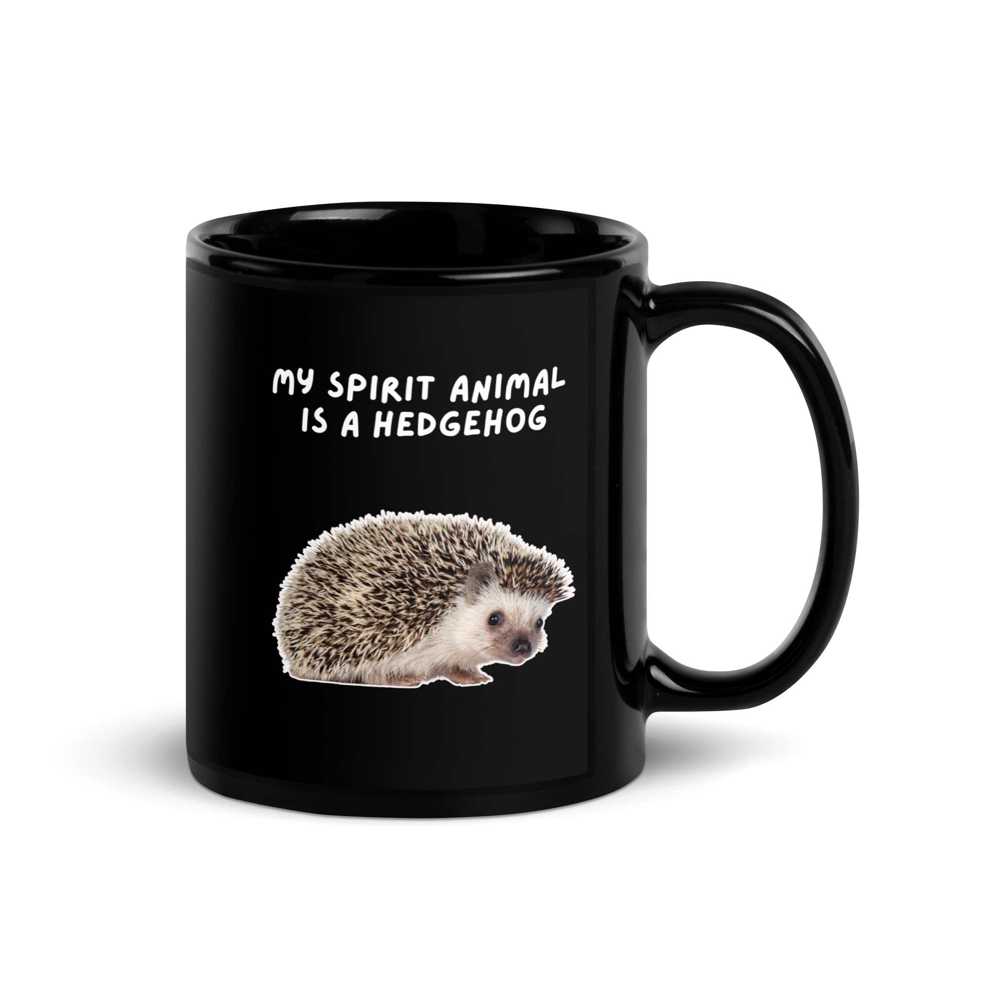 My Spirit Animal is A hedgehog | Black Glossy Mug | The Neurospicy Store
