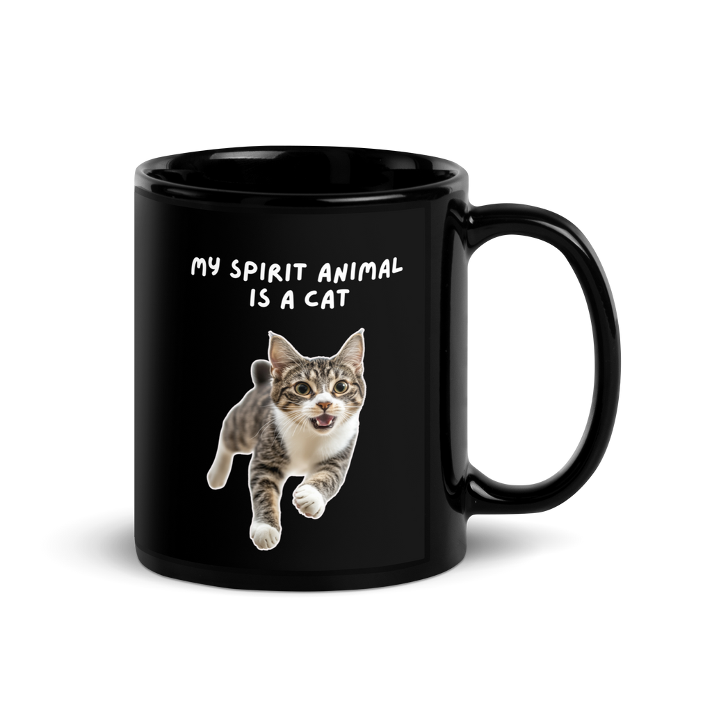 My Spirit Animal Is A Cat | Black Glossy Mug | The Neurospicy Store