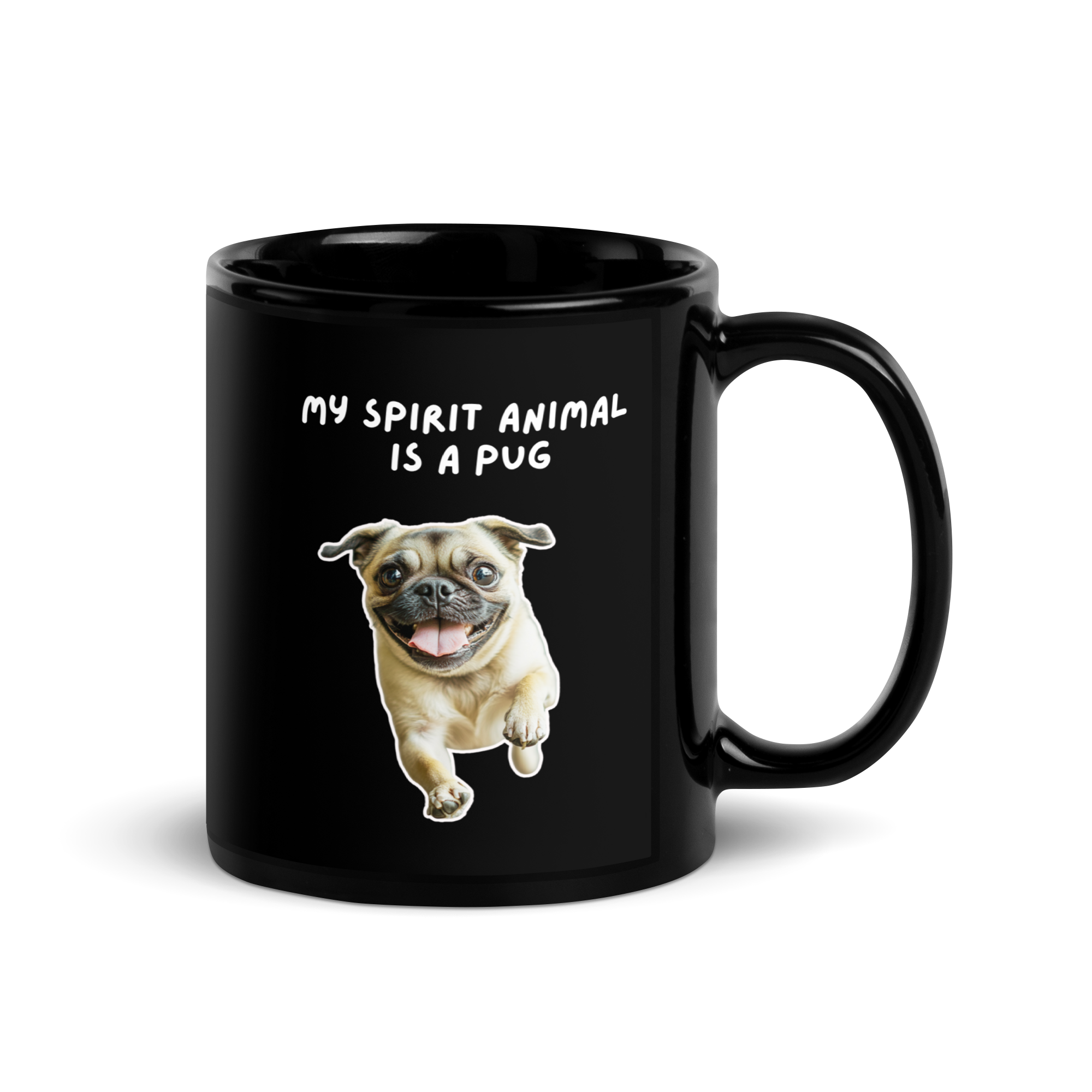 My Spirit Animal Is A Pug | Black Glossy Mug | The Neurospicy Store