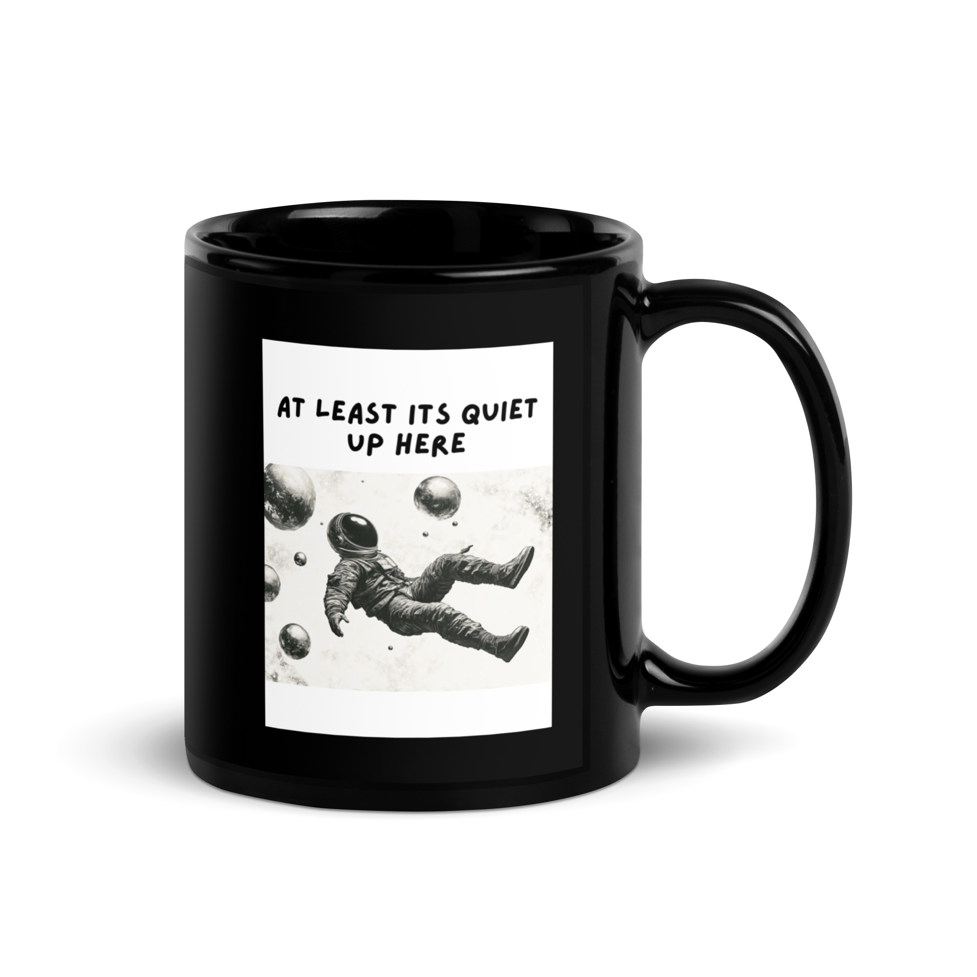 At Least Its Quiet Up Here | Black Glossy Mug | The Neurospicy Store