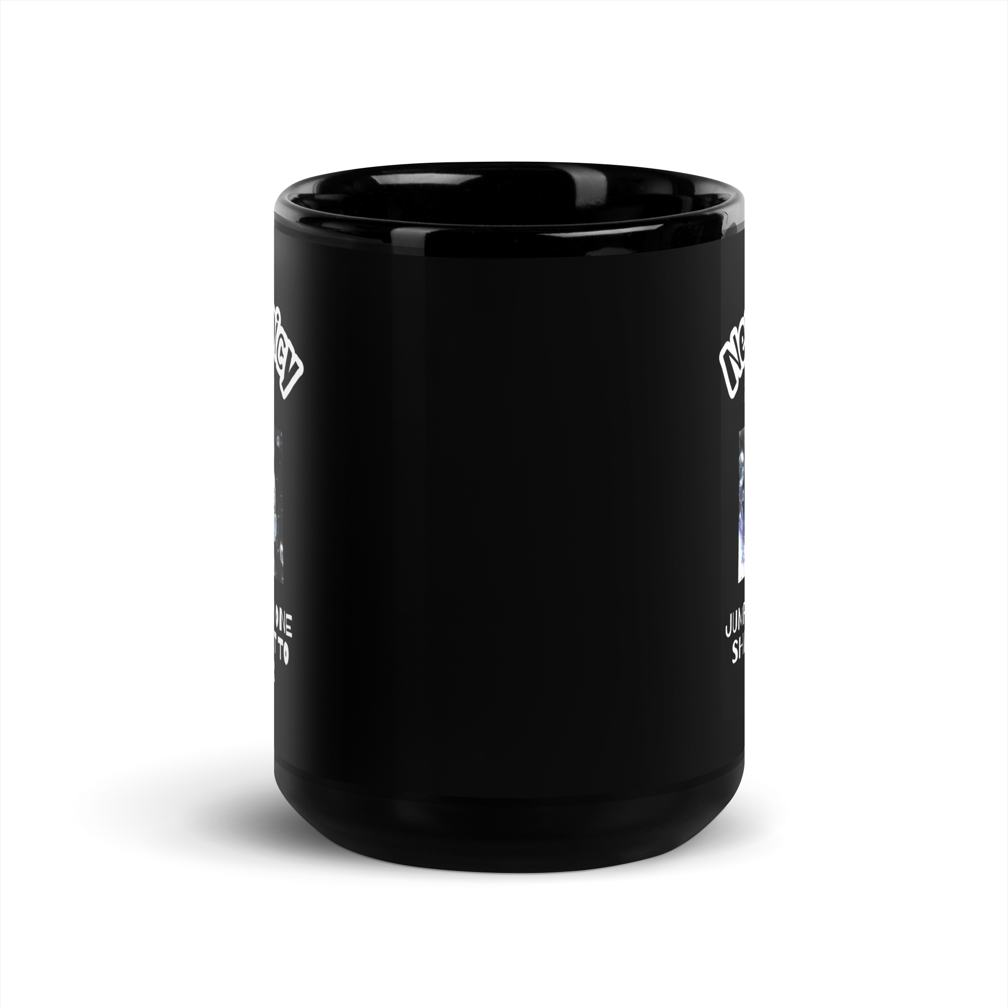 Neurospicy Astronaut Jumping From One Shiny Planet To Another | Black Glossy Mug | The Neurospicy Store