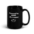 Powered by ADHD (& Cuppa) | Black Glossy Mug | The Neurospicy Store
