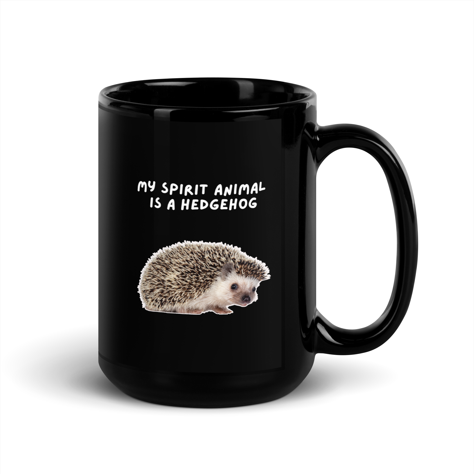 My Spirit Animal is A hedgehog | Black Glossy Mug | The Neurospicy Store