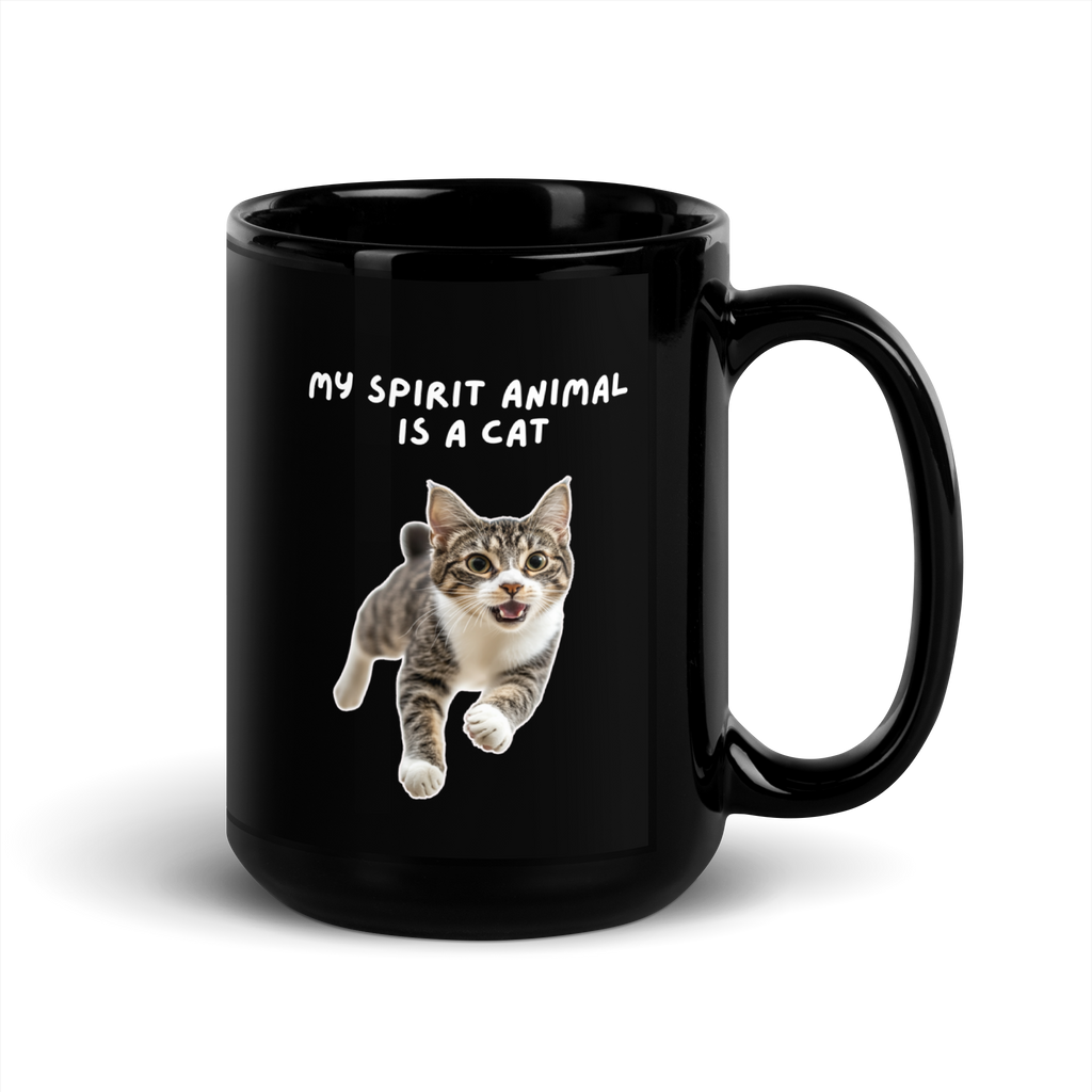 My Spirit Animal Is A Cat | Black Glossy Mug | The Neurospicy Store