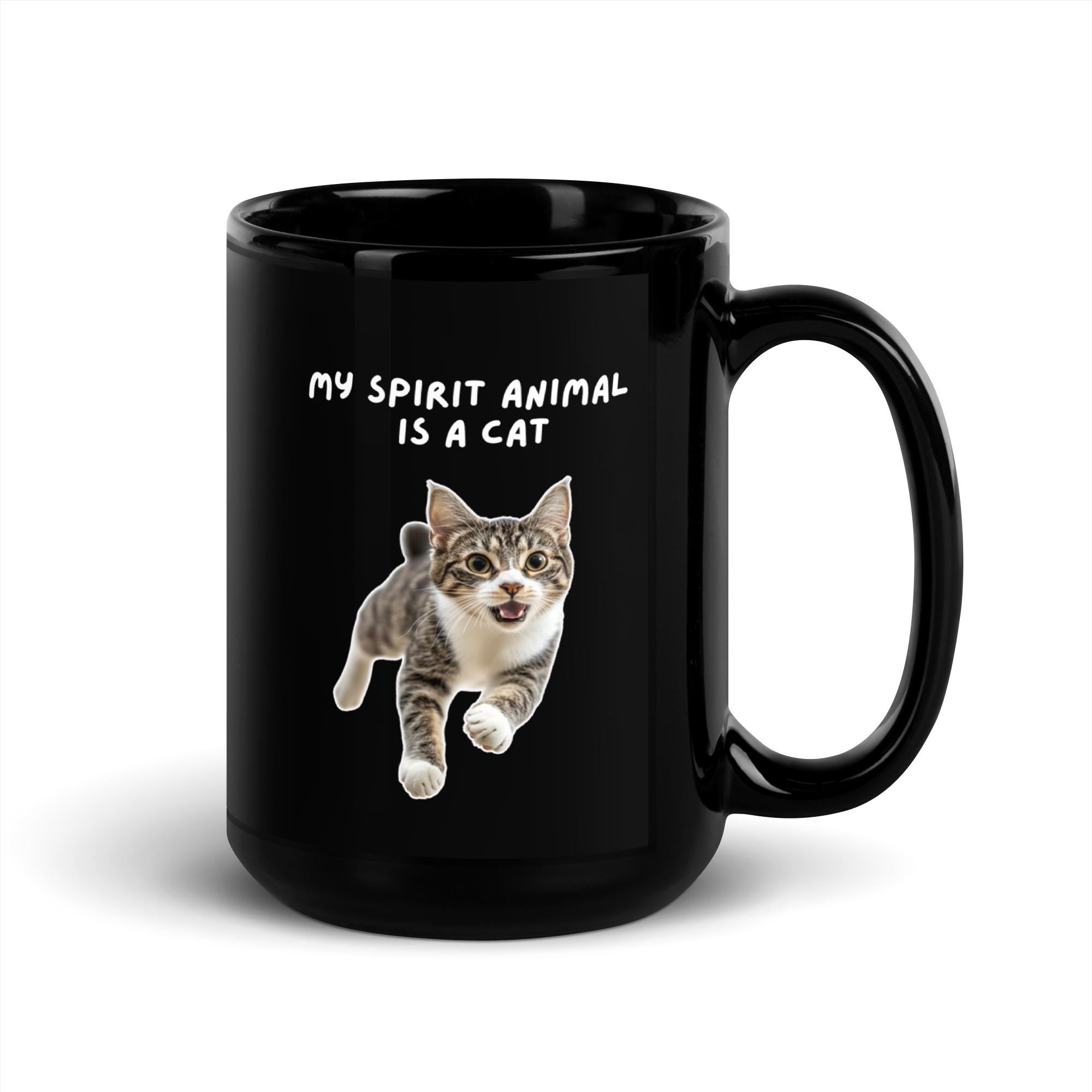 My Spirit Animal Is A Cat | Black Glossy Mug | The Neurospicy Store
