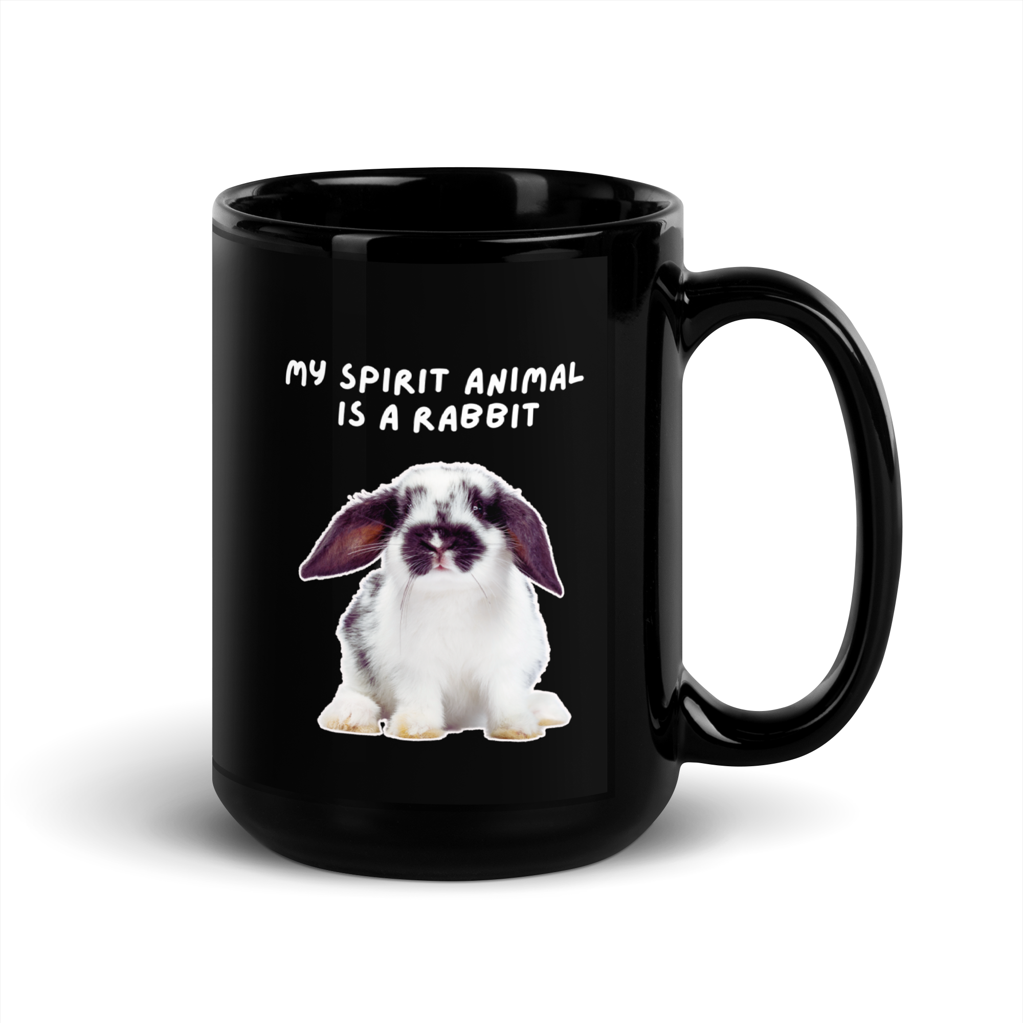 My Spirit Animal Is A Rabbit | Black Glossy Mug | The Neurospicy Store