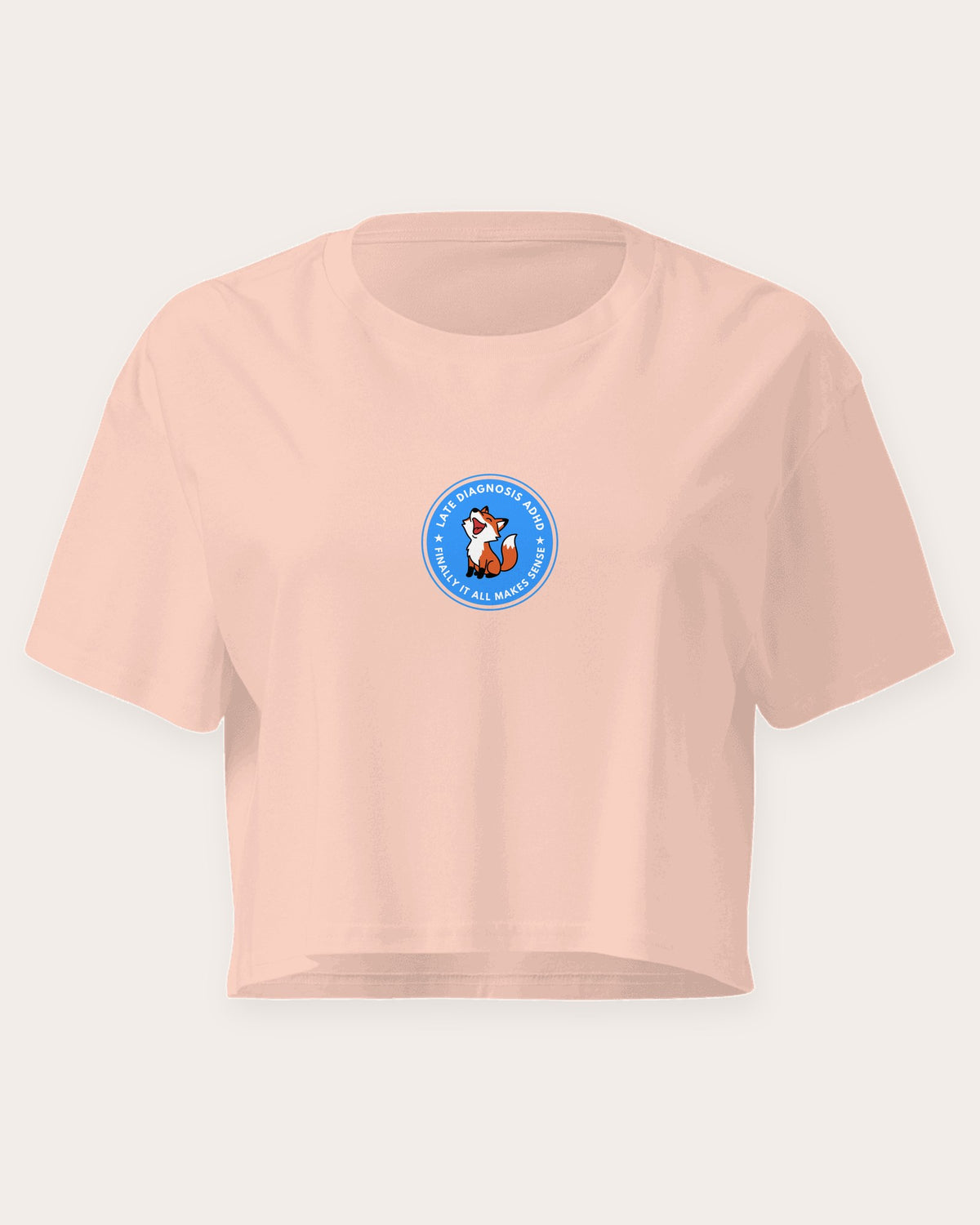 Finally ... ADHD embroidered crop top in Pale Pink, flat front view