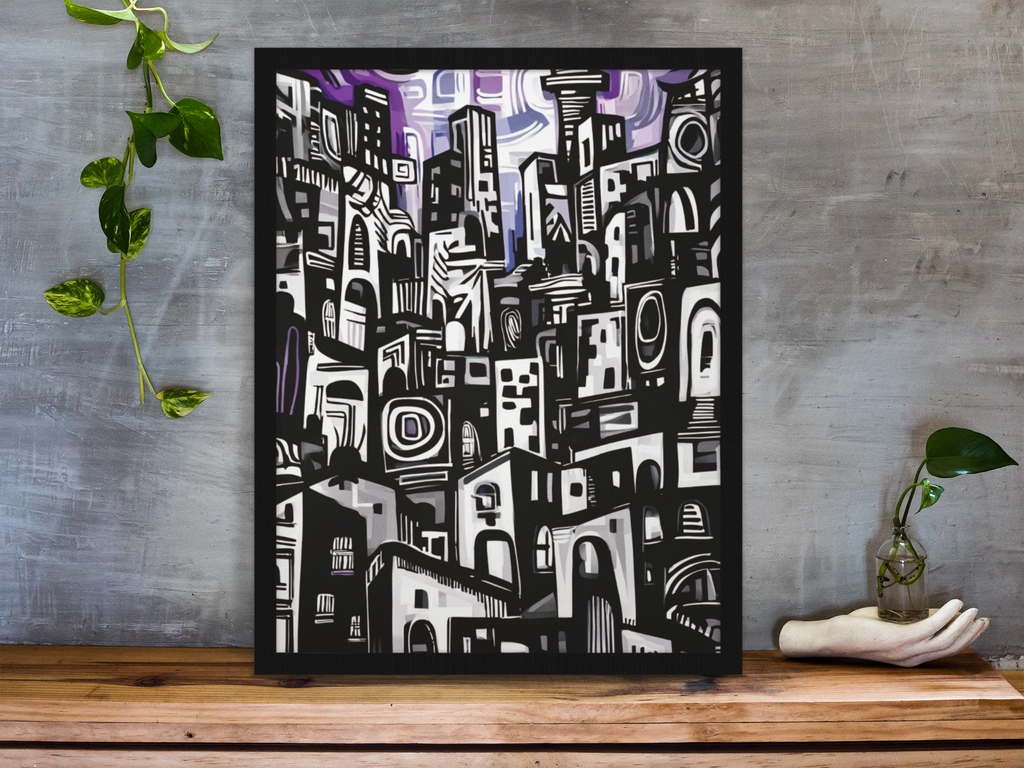 Abstract Cityscape | Semi-Glossy Poster Framed | The Pattern Library