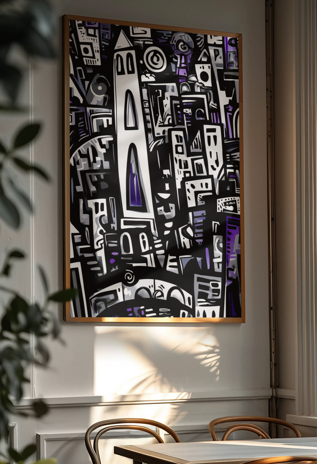 Abstract Cityscape (2) | Semi-Glossy Poster Framed | The Pattern Library