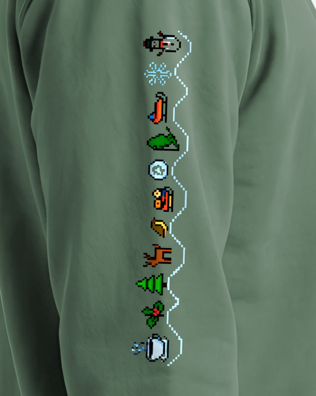 Christmas Sleeve Glitch sweatshirt printed sleeve, Light Green