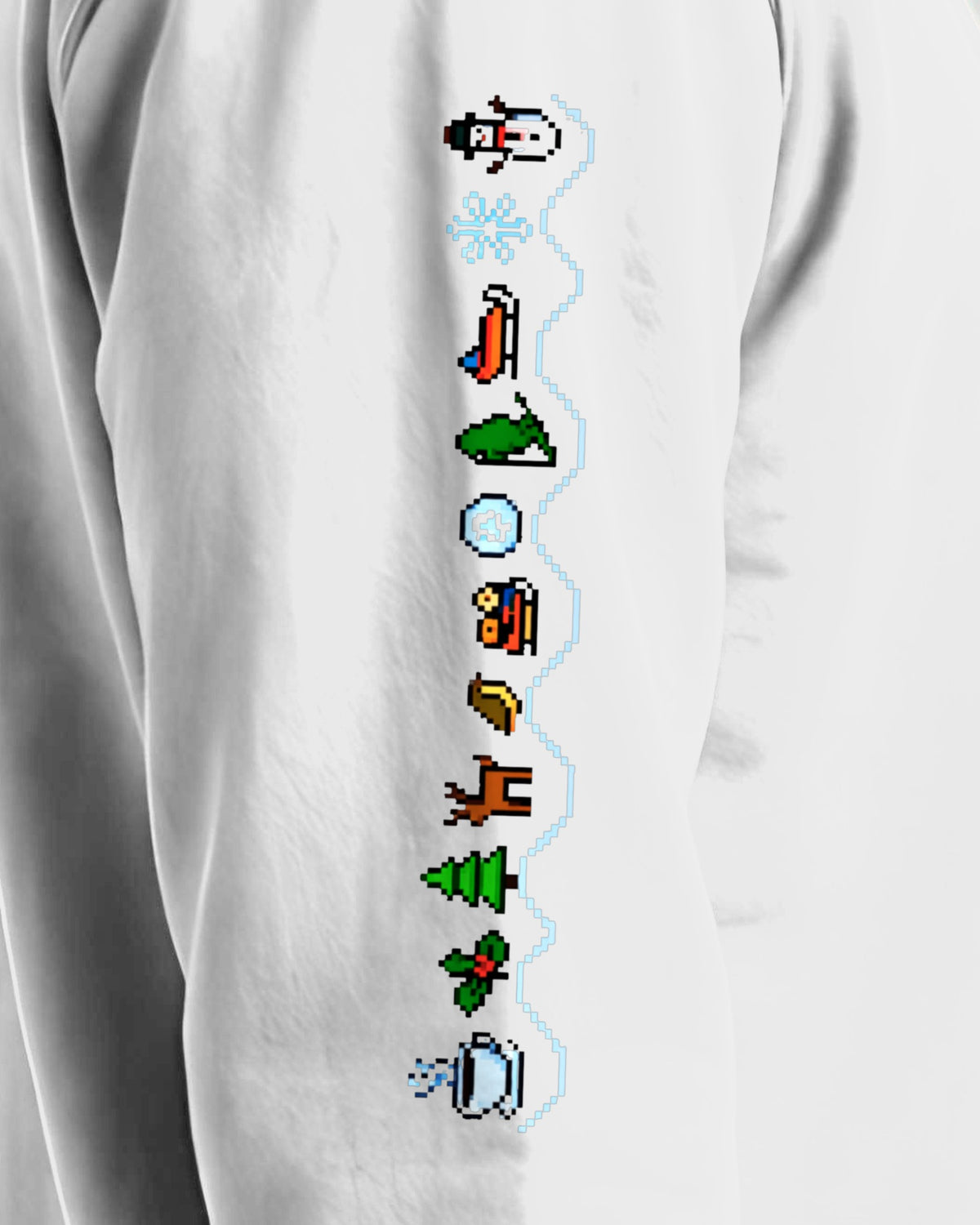 Christmas Sleeve Glitch sweatshirt printed sleeve, White