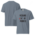 Recharge in Progress | Unisex Garment-Dyed Heavyweight Tee | Sass & Spoons unisex-garment-dyed-heavyweight-t-shirt-blue-jean-front-and-back-69fa09a45c06b T-Shirt
