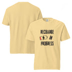 Recharge in Progress | Unisex Garment-Dyed Heavyweight Tee | Sass & Spoons unisex-garment-dyed-heavyweight-t-shirt-butter-front-and-back-69fa09a45c212 T-Shirt