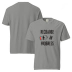 Recharge in Progress | Unisex Garment-Dyed Heavyweight Tee | Sass & Spoons unisex-garment-dyed-heavyweight-t-shirt-grey-front-and-back-69fa09a45c322 T-Shirt