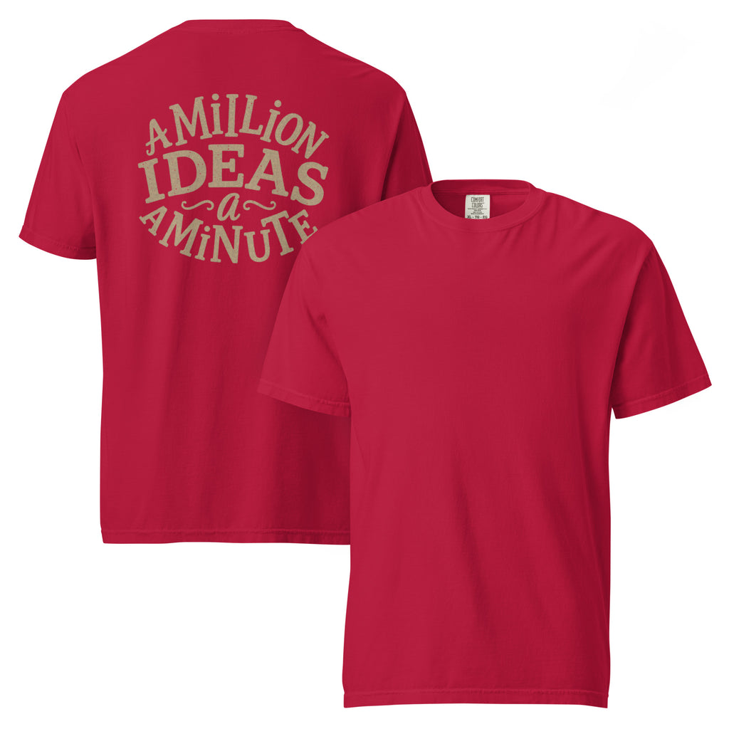A Million Ideas A Minute | Unisex Garment-Dyed T-Shirt | Zero Apologies unisex-garment-dyed-heavyweight-t-shirt-red-front-and-back-6a5d1983a67bb T-Shirt