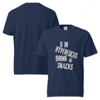 Hyperfocus ... Bring Snacks. | Unisex Garment-Dyed Heavyweight Tee | Sass & Spoons unisex-garment-dyed-heavyweight-t-shirt-true-navy-front-and-back-69fa0bf251c53 T-Shirt