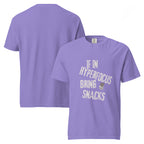 Hyperfocus ... Bring Snacks. | Unisex Garment-Dyed Heavyweight Tee | Sass & Spoons unisex-garment-dyed-heavyweight-t-shirt-violet-front-and-back-69fa0bf251cd2 T-Shirt