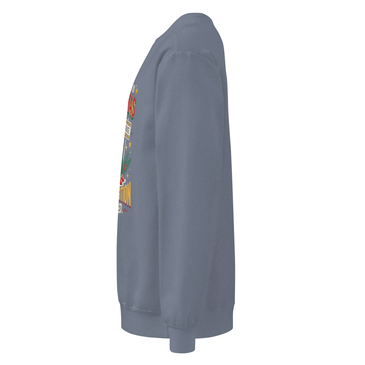 Christmas Countdown: Brace Position sweatshirt in Blue Jean, left side