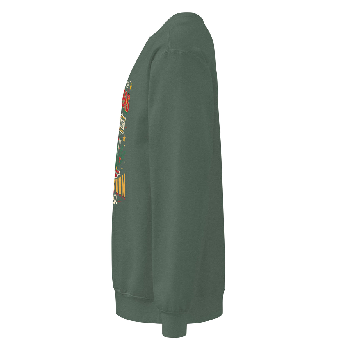 Christmas Countdown: Brace Position sweatshirt in Blue Spruce, left side