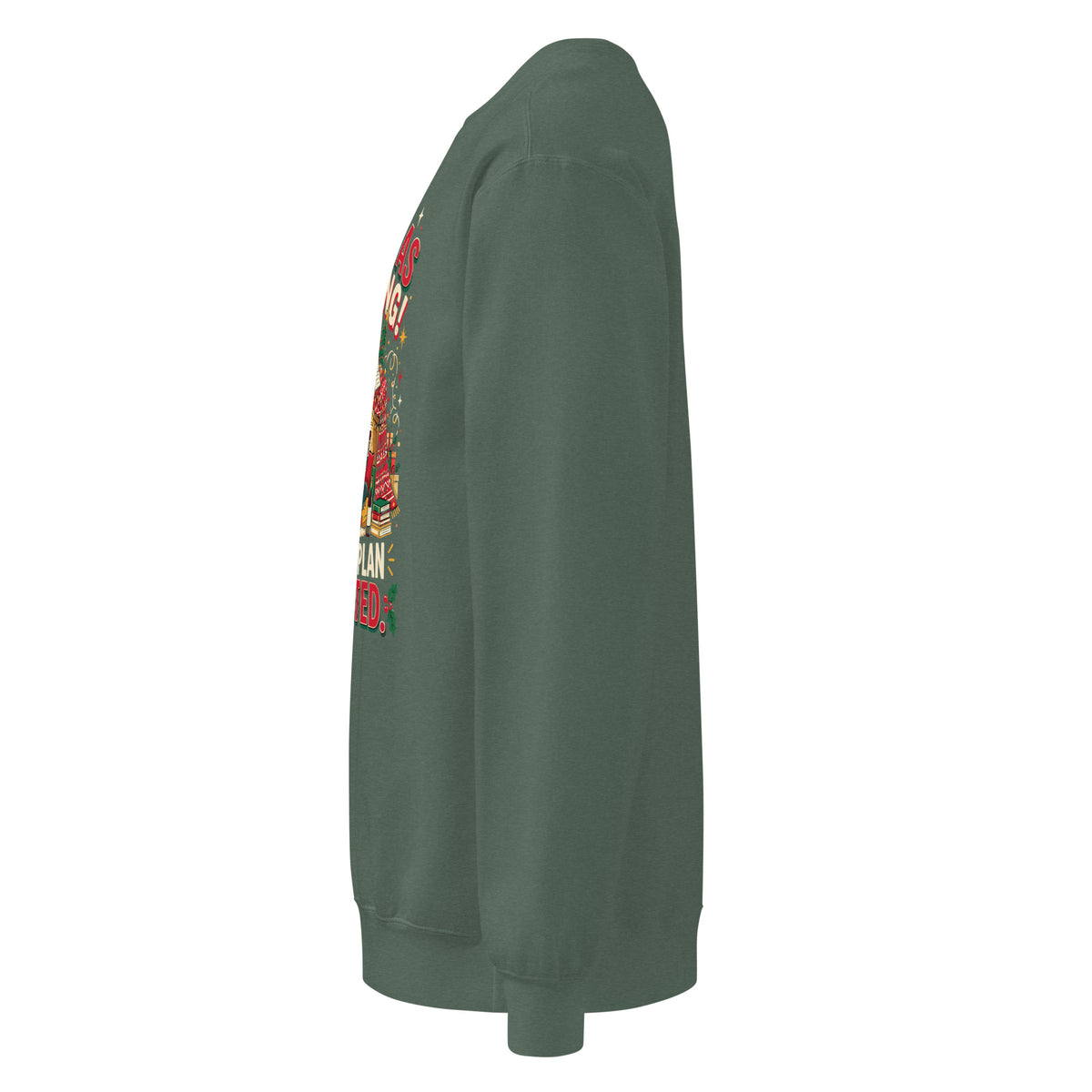 Christmas Incoming: Survival Plan Activated sweatshirt in Blue Spruce, left side