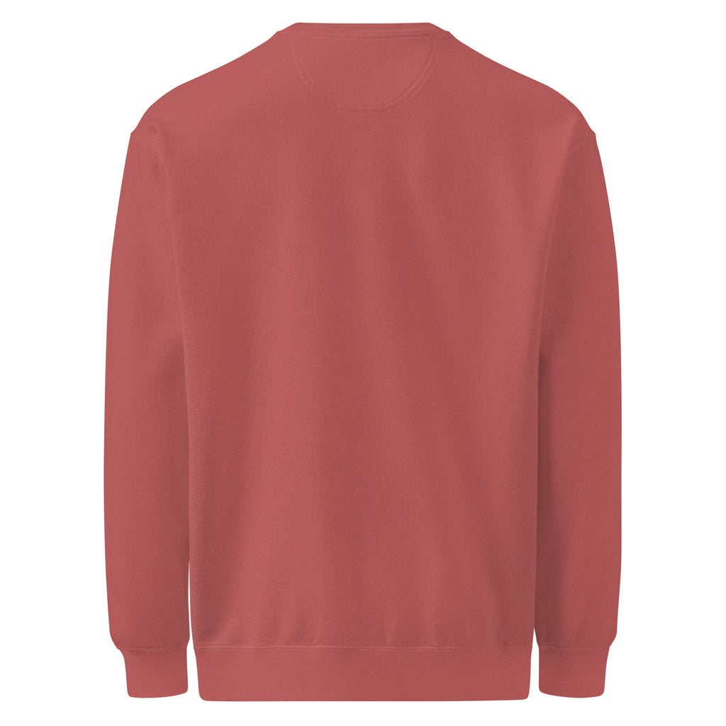 Christmas Countdown: Brace Position sweatshirt in Crimson, back view (plain)
