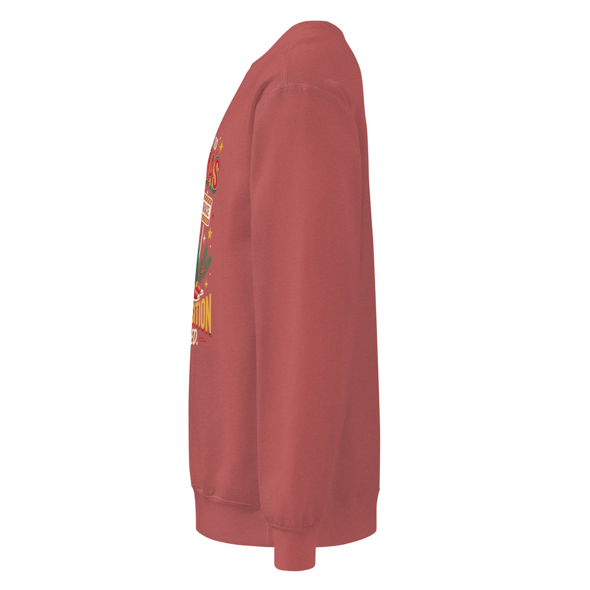 Christmas Countdown: Brace Position sweatshirt in Crimson, left side