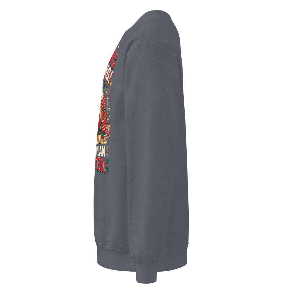 Christmas Incoming: Survival Plan Activated sweatshirt in Denim, left side view of the printed design