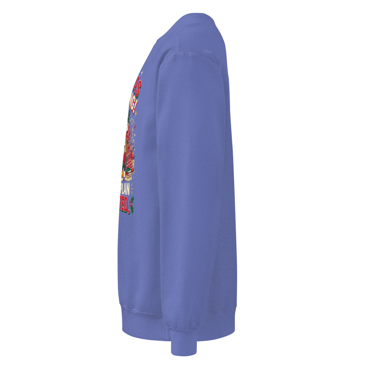 Christmas Incoming: Survival Plan Activated sweatshirt in Flo Blue, left side