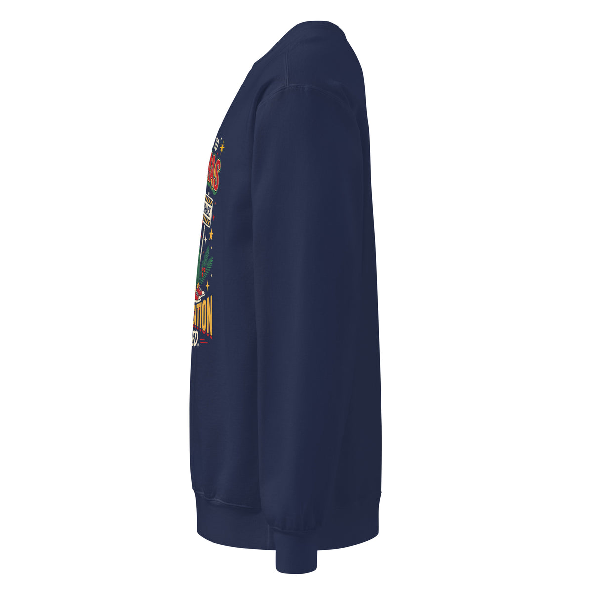 Christmas Countdown: Brace Position sweatshirt in True Navy, left side