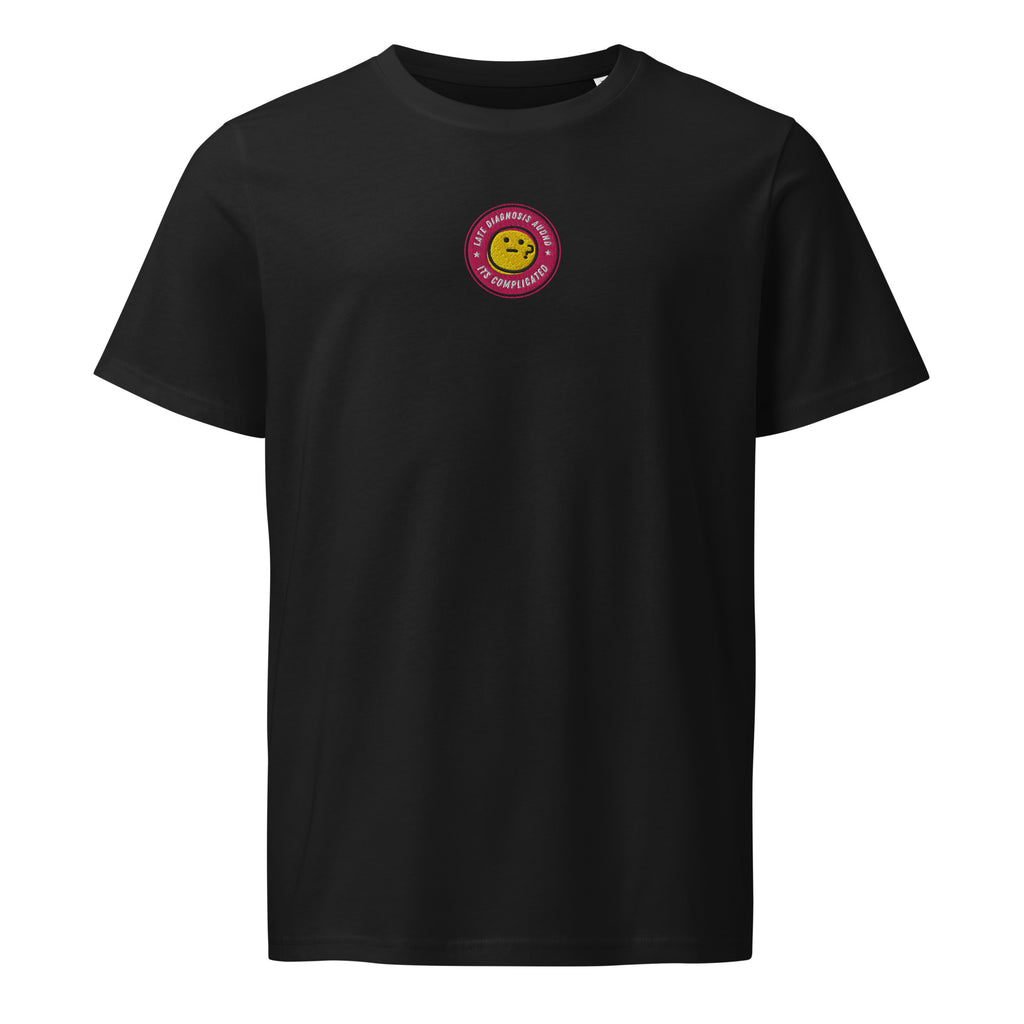 It's Complicated (AuDHD) | Unisex Organic Mid-Light T-Shirt | Late Diagnosis unisex-organic-mid-light-crafter-t-shirt-black-front-69fa2be97d0f6 T-Shirt