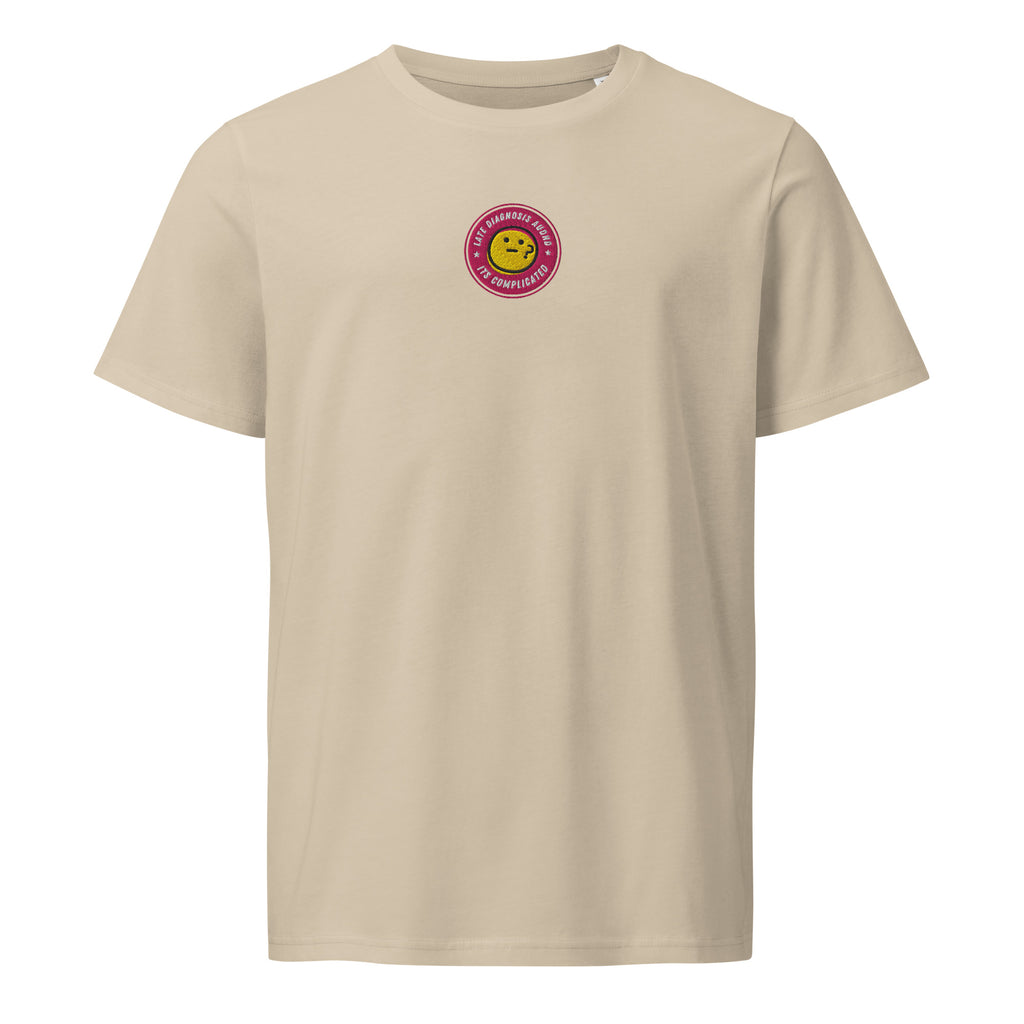 It's Complicated (AuDHD) | Unisex Organic Mid-Light T-Shirt | Late Diagnosis unisex-organic-mid-light-crafter-t-shirt-desert-dust-front-69fa2be97d1c4 T-Shirt