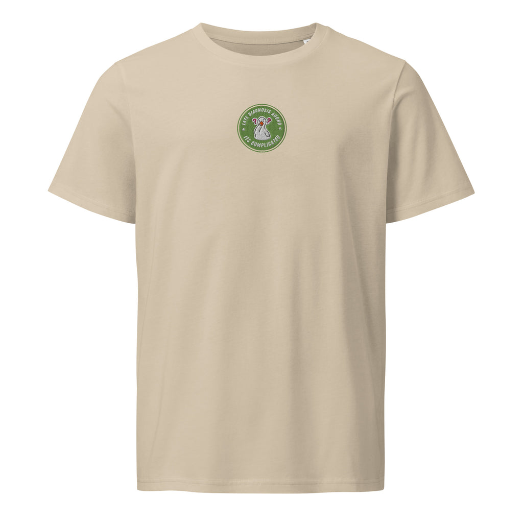 It's Complicated (AuDHD) | Unisex Organic Mid-Light Tee | Late Diagnosis unisex-organic-mid-light-crafter-t-shirt-desert-dust-front-69fa2c5fce285 T-Shirt
