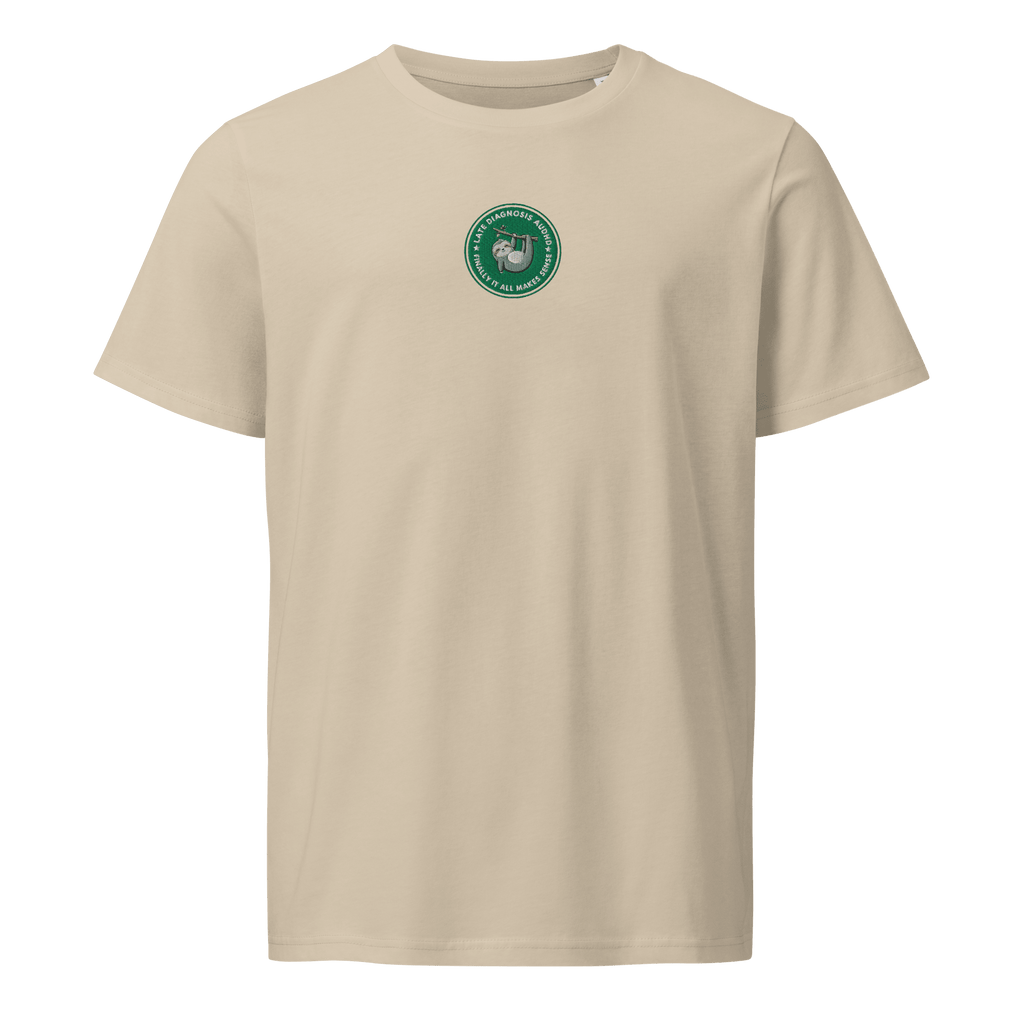 Finally ... (AuDHD) | Unisex Organic Mid-Light Tee | Late Diagnosis unisex-organic-mid-light-crafter-t-shirt-desert-dust-front-6a0ae550c5201 T-Shirt