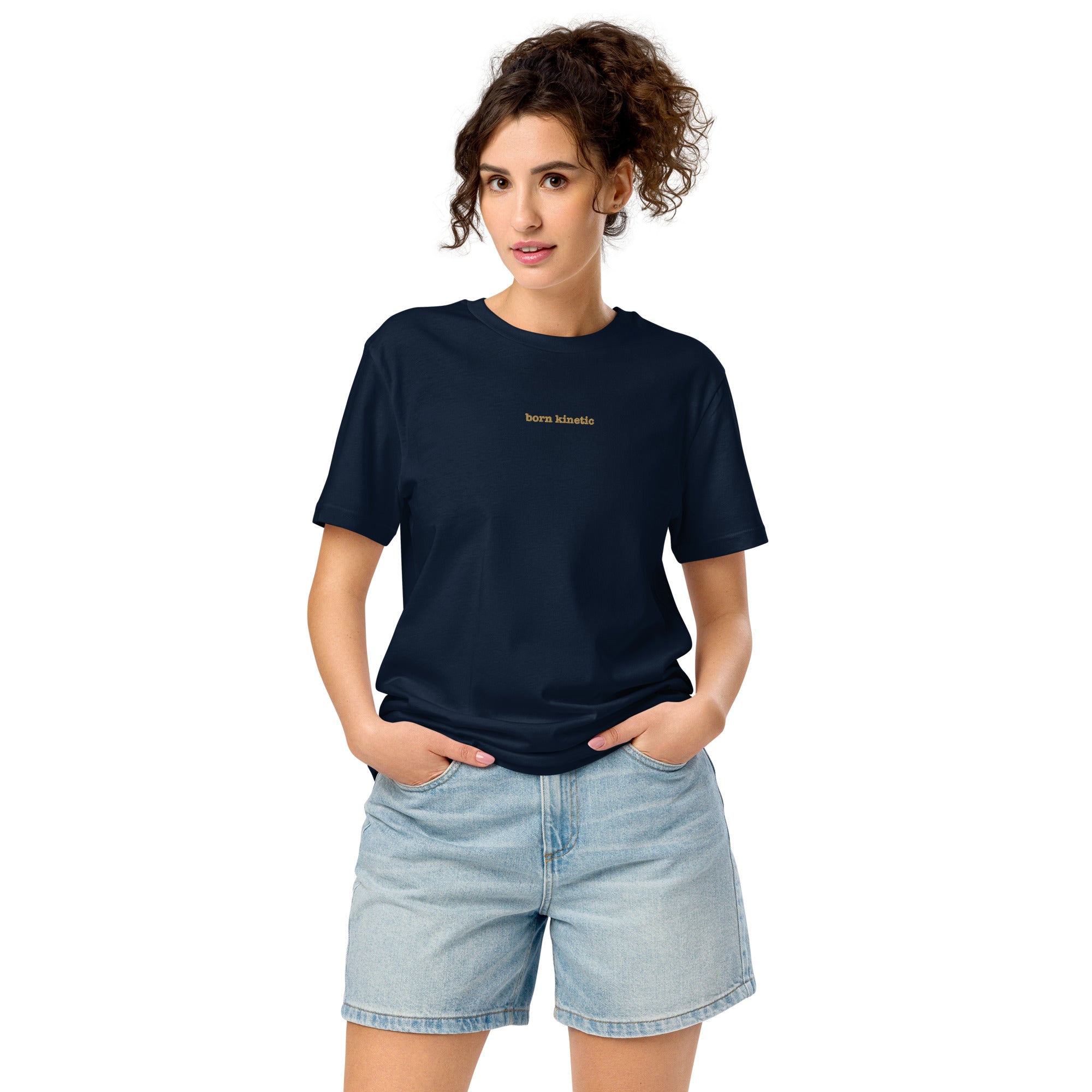 Born Kinetic | Unisex Organic Mid-light t-shirt | Zero Apologies unisex-organic-mid-light-crafter-t-shirt-french-navy-front-6a5e3c64788a3