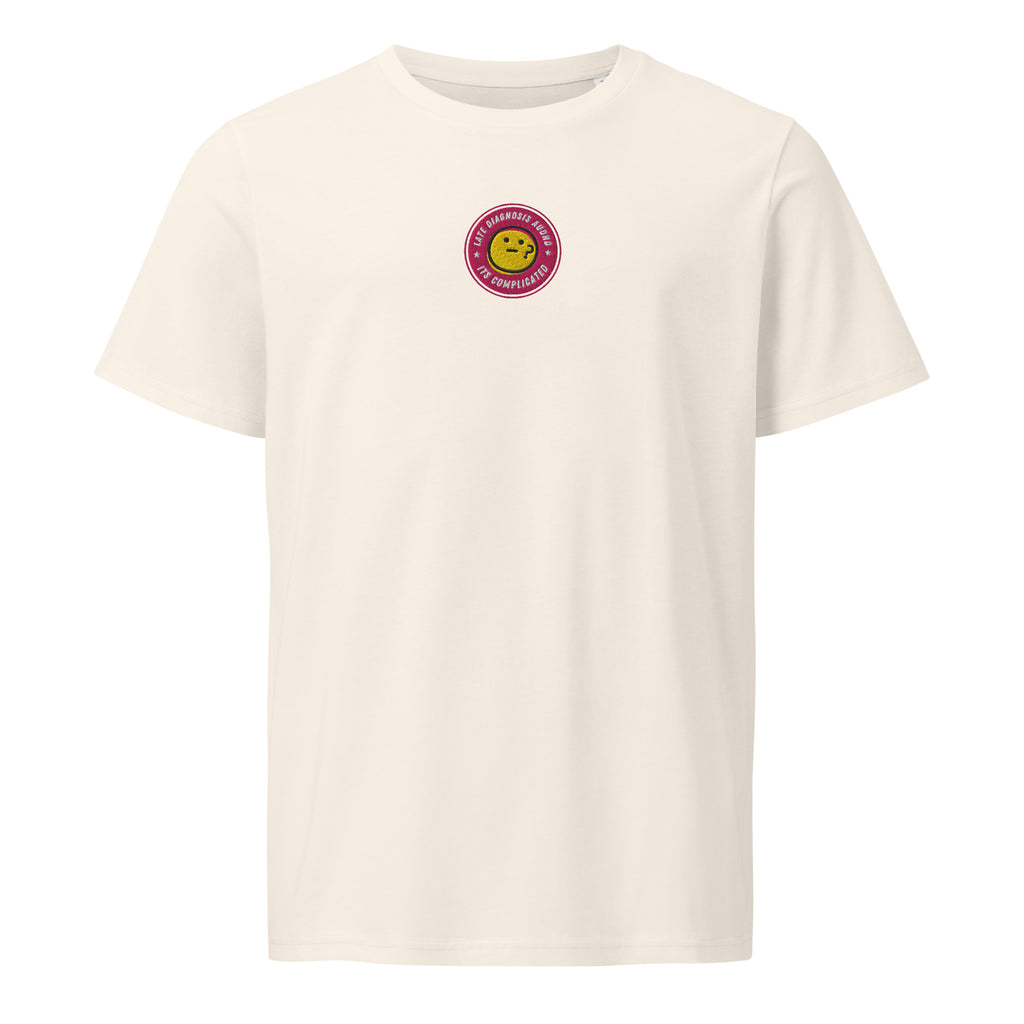 It's Complicated (AuDHD) | Unisex Organic Mid-Light T-Shirt | Late Diagnosis unisex-organic-mid-light-crafter-t-shirt-vintage-white-front-69fa2be97d38a T-Shirt