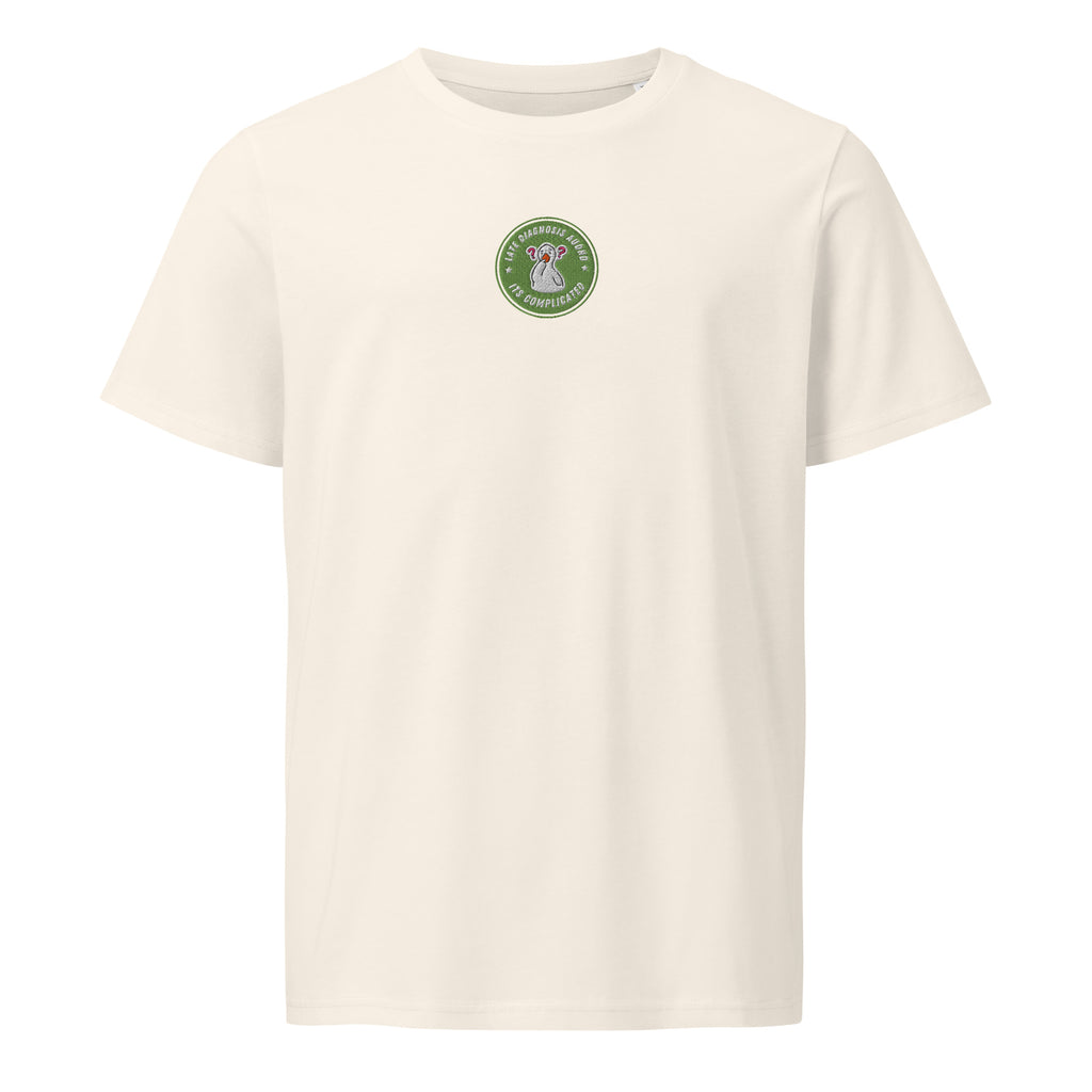 It's Complicated (AuDHD) | Unisex Organic Mid-Light Tee | Late Diagnosis unisex-organic-mid-light-crafter-t-shirt-vintage-white-front-69fa2c5fce5ad T-Shirt