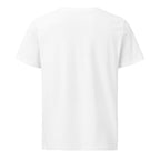 Back of the white organic cotton Arm Brains tee, plain