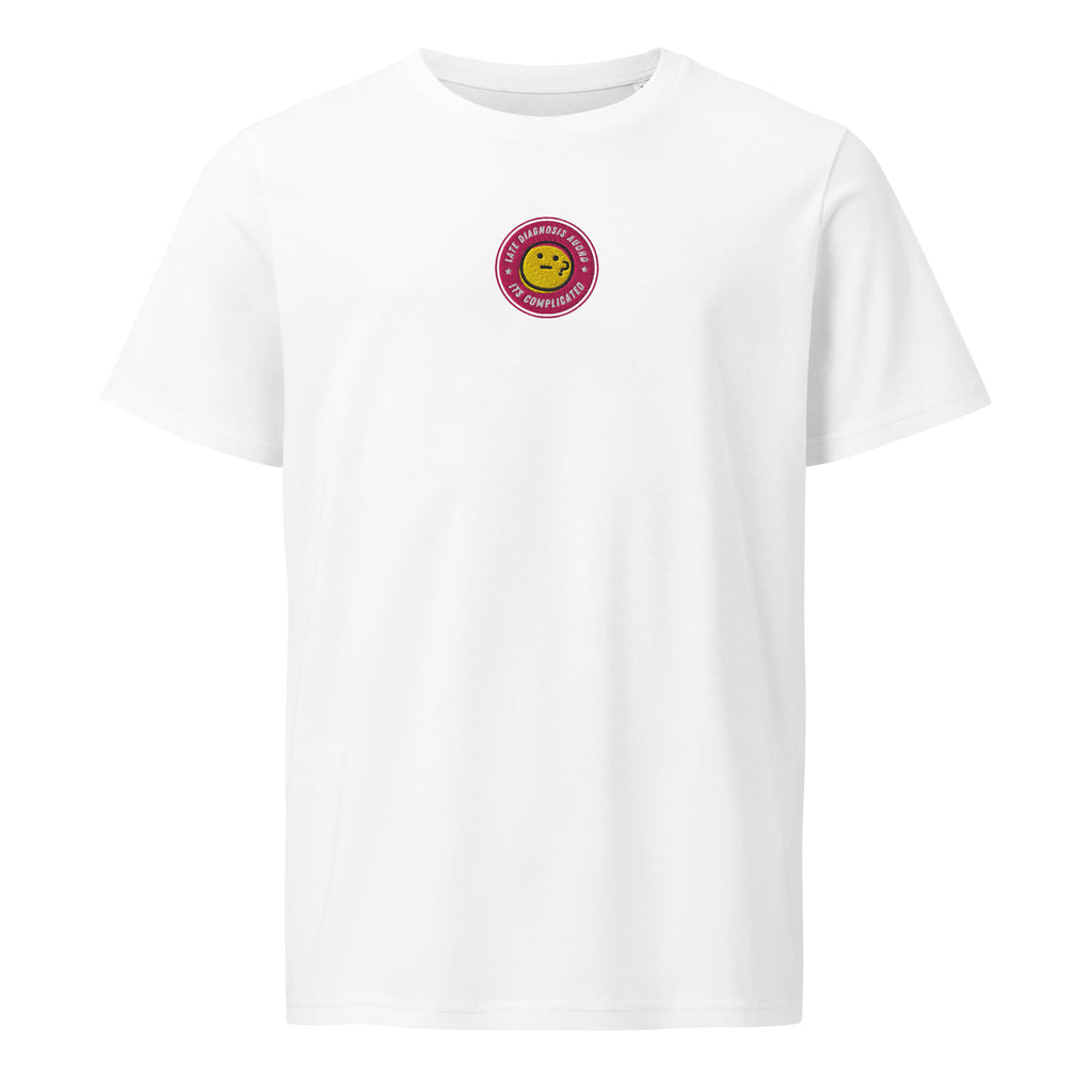 It's Complicated (AuDHD) | Unisex Organic Mid-Light T-Shirt | Late Diagnosis unisex-organic-mid-light-crafter-t-shirt-white-front-69fa2be97d41c T-Shirt
