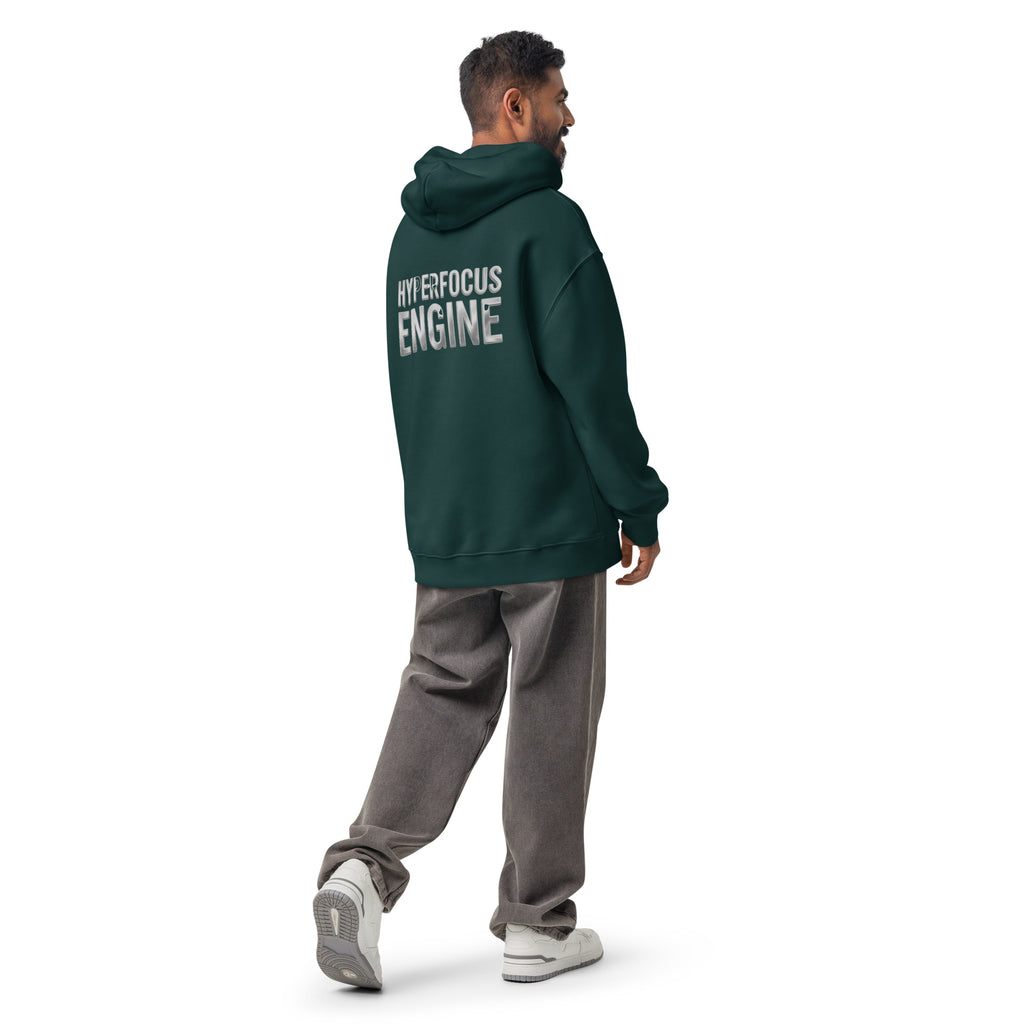 Hyperfocus Engine | Unisex Oversized Hoodie | Zero Apologies unisex-relax-hoodie-pine-green-back-6a58d9deb5d43 Hoodie
