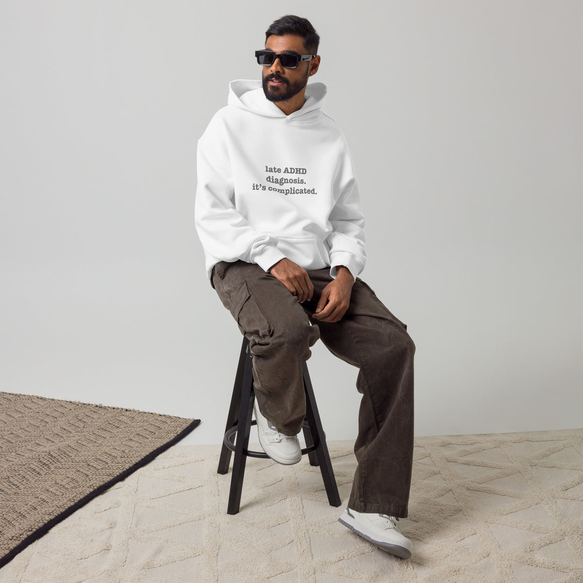 Late ADHD Diagnosis. It's Complicated. | Unisex Oversized Hoodie | Zero Apologies