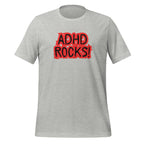 ADHD Rocks (Red Print) | Unisex ADHD T-Shirt | Zero Apologies unisex-staple-t-shirt-athletic-heather-front-67c9c73fe5165 T-Shirt